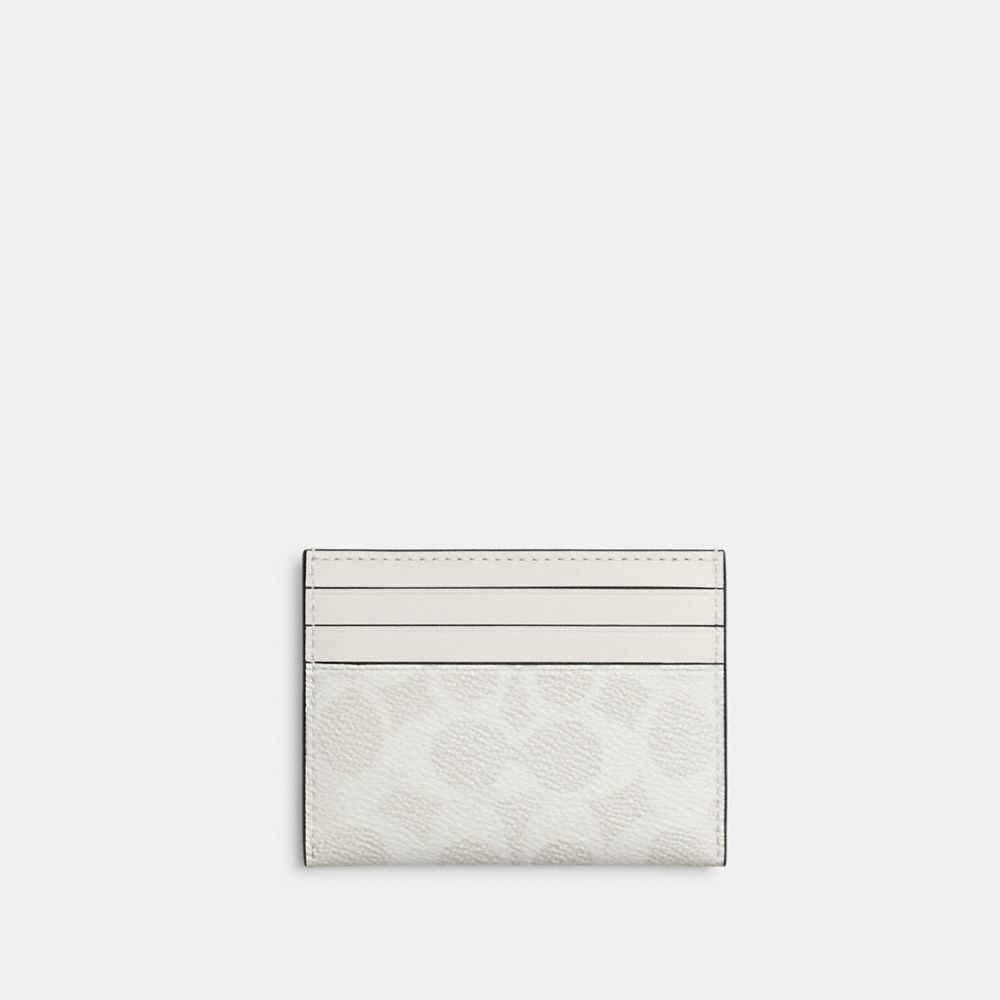 Coach Card Case In Signature Canvas In Chalk/white
