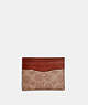 COACH®,CARD CASE IN SIGNATURE CANVAS,Pebble Leather,Tan/Rust,Front View