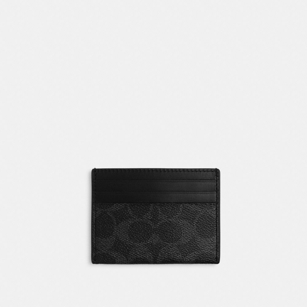 COACH®,Card Case In Signature Canvas,Calfskin Leather,Canvas,Card Case,Color Block,Casual,,Back View