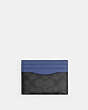 COACH®,CARD CASE IN SIGNATURE CANVAS,Pebble Leather,Charcoal/Blueberry,Front View