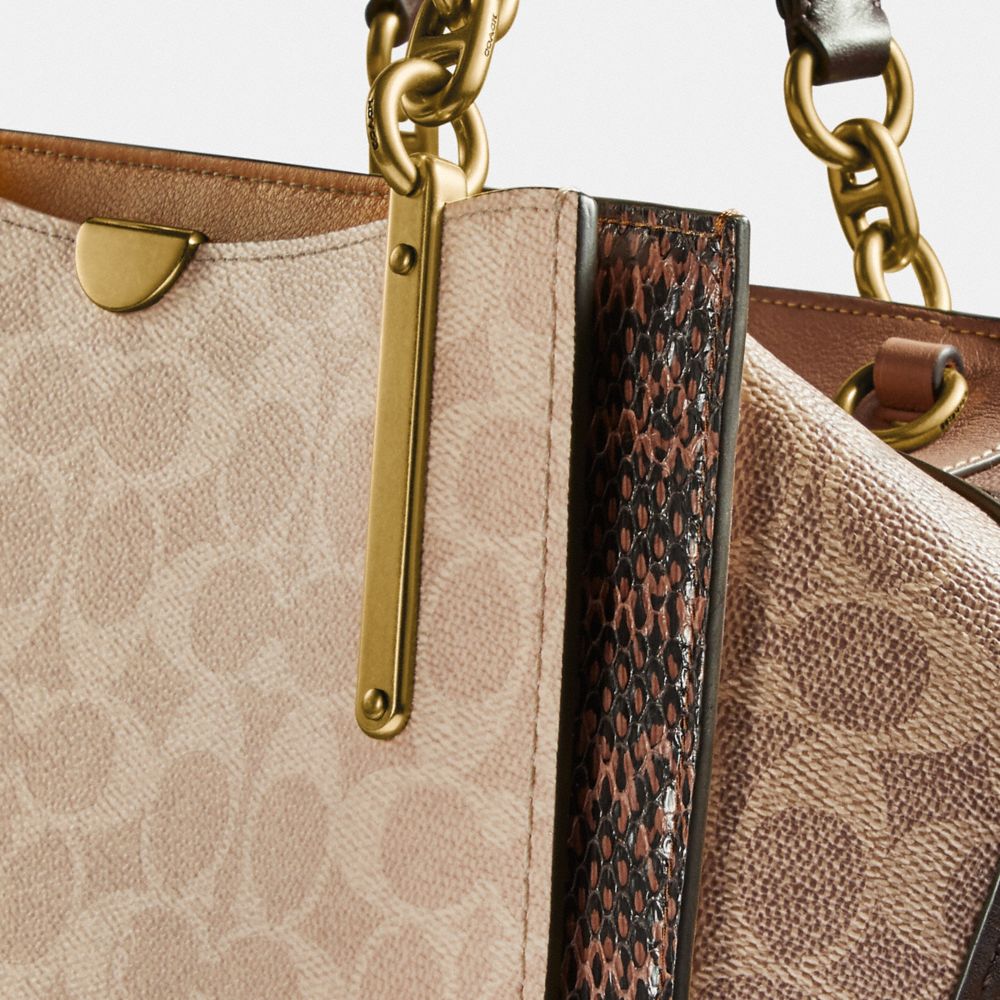 COACH Dreamer In Blocked Signature Canvas With Snakeskin Detail