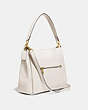 COACH®,SHAY SHOULDER BAG,Leather,Large,Brass/Chalk,Angle View