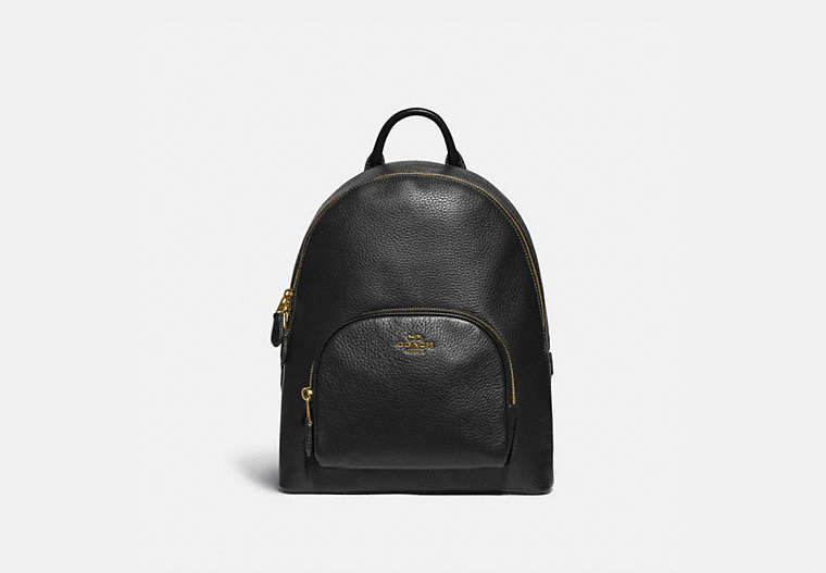 COACH®,CARRIE BACKPACK,Pebbled Leather,Large,Brass/Black,Front View