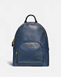 COACH®,CARRIE BACKPACK,Pebbled Leather,Large,Brass/Dark Denim,Front View