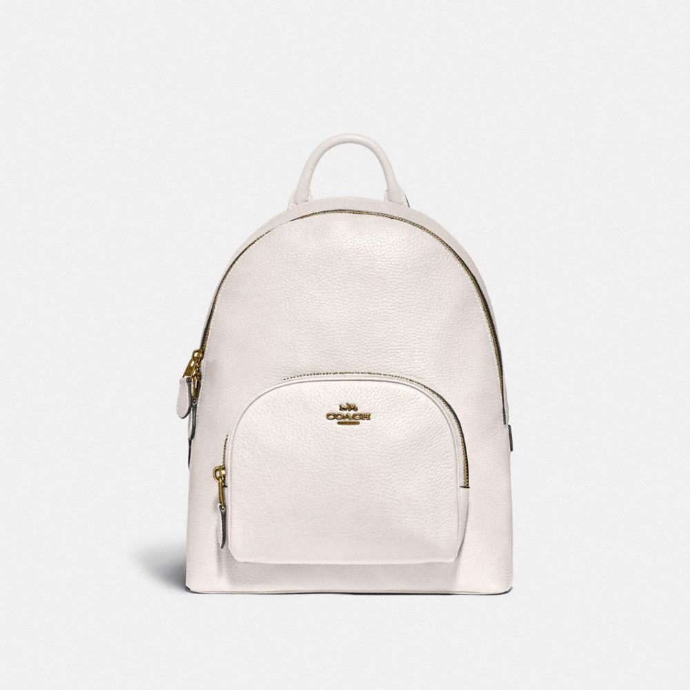 COACH®,CARRIE BACKPACK,Pebbled Leather,Large,Brass/Chalk,Front View image number 0