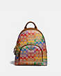 COACH®,CARRIE BACKPACK 23 IN RAINBOW SIGNATURE CANVAS,Coated Canvas,Brass/Tan Penny Multi,Front View