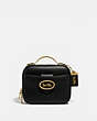 COACH®,RILEY LUNCHBOX BAG,Leather,Medium,Brass/Black,Front View