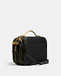 COACH®,RILEY LUNCHBOX BAG,Leather,Medium,Brass/Black,Angle View