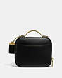 COACH®,RILEY LUNCHBOX BAG,Leather,Medium,Brass/Black,Back View