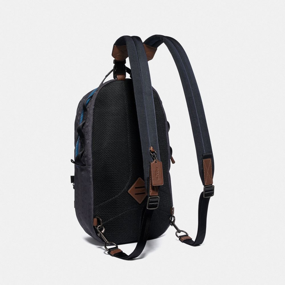 COACH®,Reversible Pacer Backpack In Signature Cordura® Fabric With Coach Patch,,Angle View