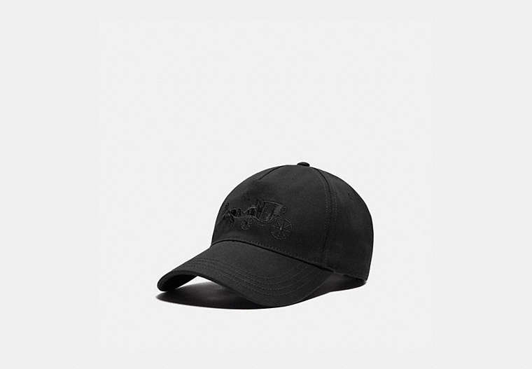 COACH®,HORSE AND CARRIAGE BASEBALL CAP,cotton,Black,Front View
