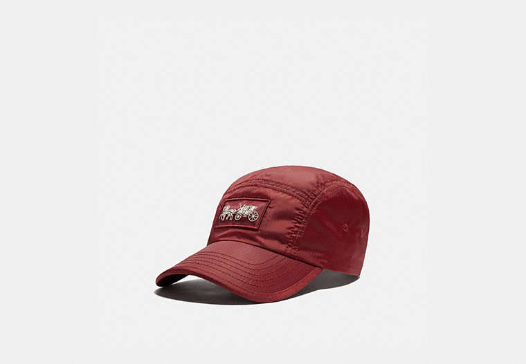 COACH®,BIKER CAP,Nylon,Dark Cardinal,Front View