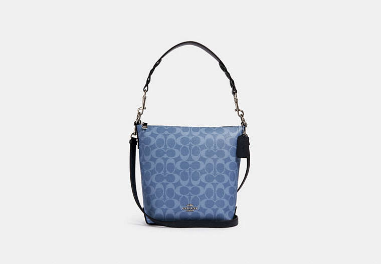 COACH®,MINI ABBY DUFFLE IN SIGNATURE CANVAS,Leather,Silver/Light Denim,Front View