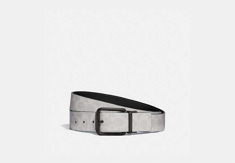 COACH®,ROLLER BUCKLE CUT-TO-SIZE REVERSIBLE BELT, 38MM,pvc,Chalk/Black,Front View image number 0