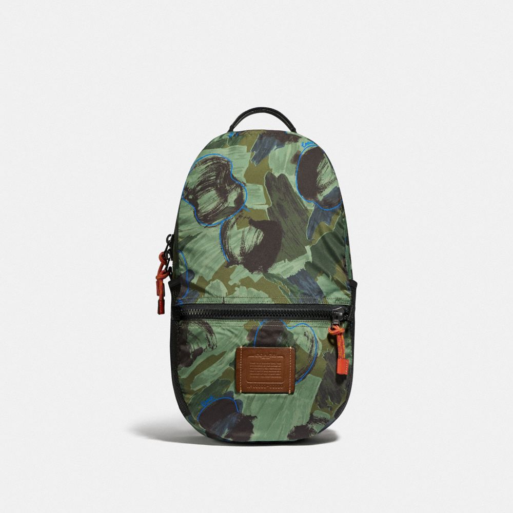 coach academy backpack with landscape print Reversible Pacer Backpack In Signature Cordura® Fabric With Camouflage  Apple Print And Coach Patch