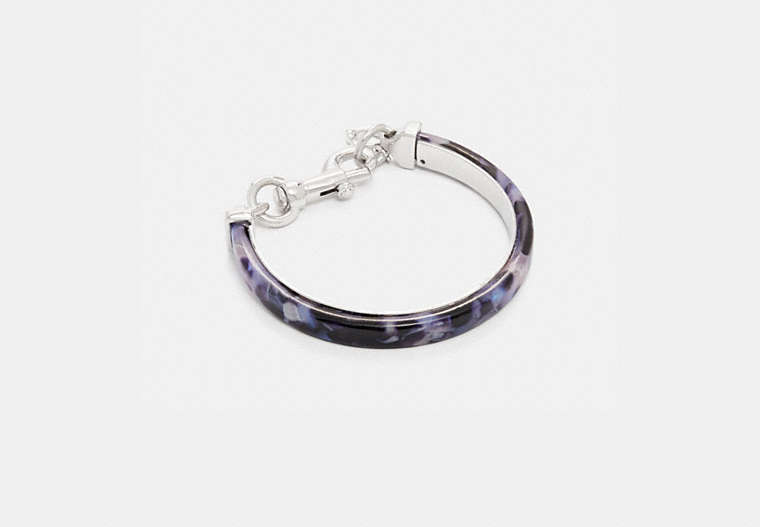 COACH®,SCULPTED SIGNATURE CHARM BANGLE,resin,Silver/Blue,Front View