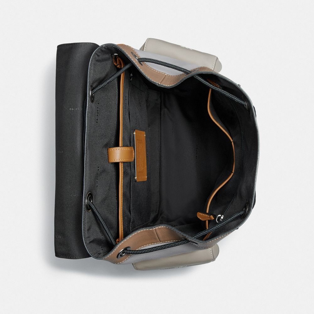 COACH®,RIVINGTON BACKPACK IN COLORBLOCK WITH COACH PATCH,n/a,Large,Black Copper/Washed Steel,Inside View,Top View