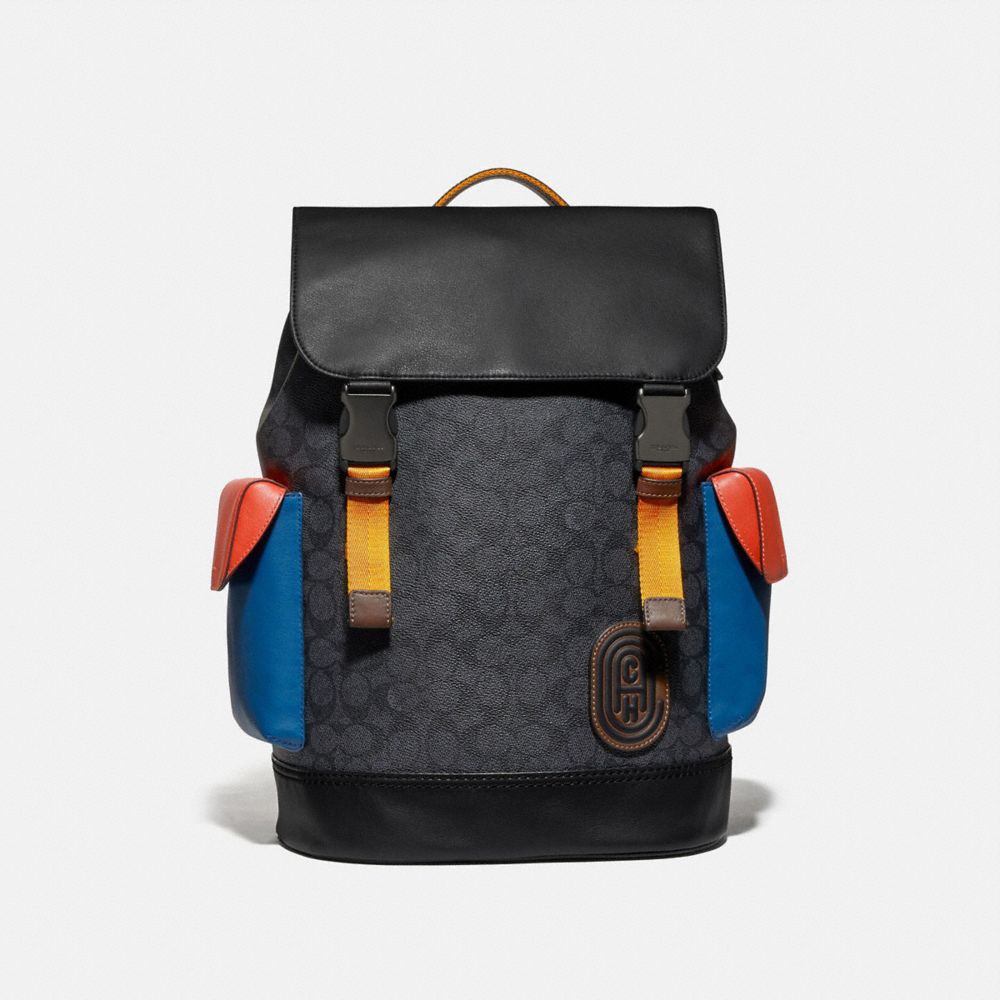 Sac À Dos Rivington En Toile Signature Colorblock Avec Patch Coach