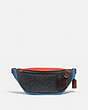 COACH®,RIVINGTON BELT BAG IN COLORBLOCK SIGNATURE CANVAS WITH COACH PATCH,n/a,Medium,Black Copper/Charcoal Multi,Front View