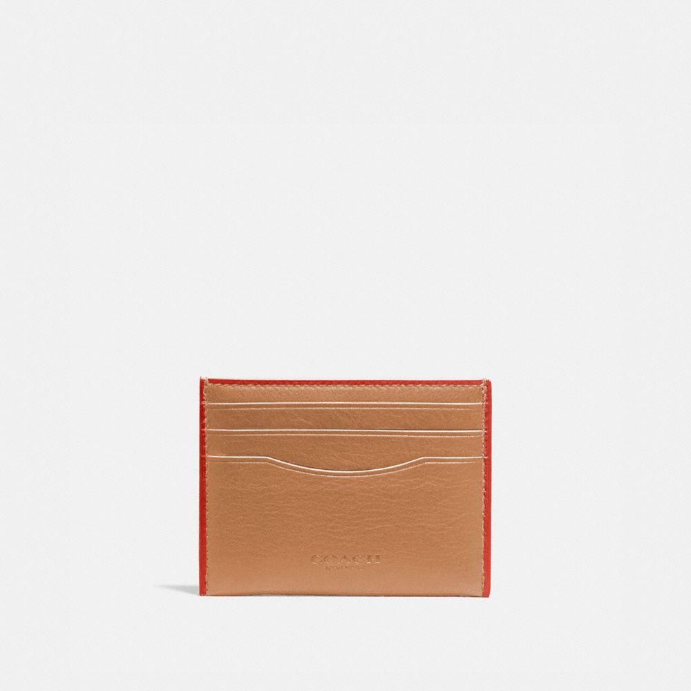COACH®,CARD CASE,Leather,Light Saddle/Mango,Front View