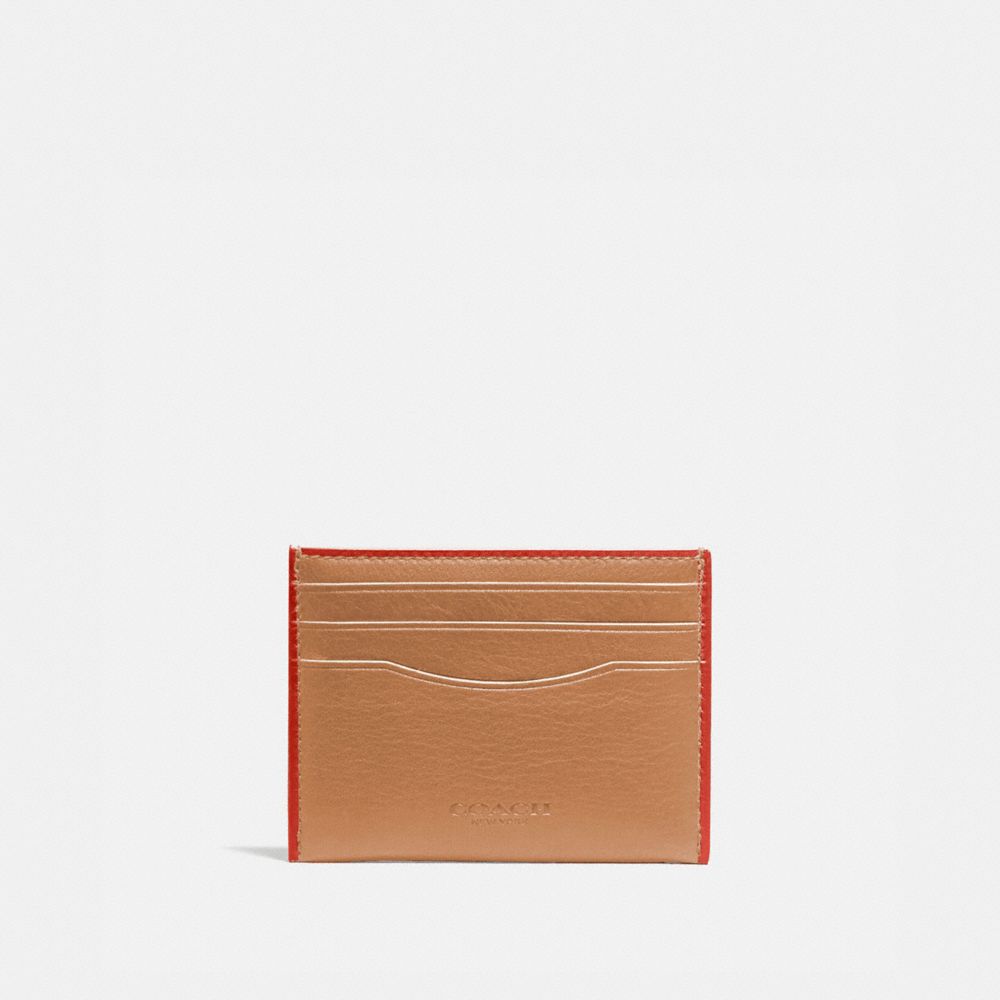 COACH®,PORTE-CARTES,Cuir,Brun clair/Mangue,Front View