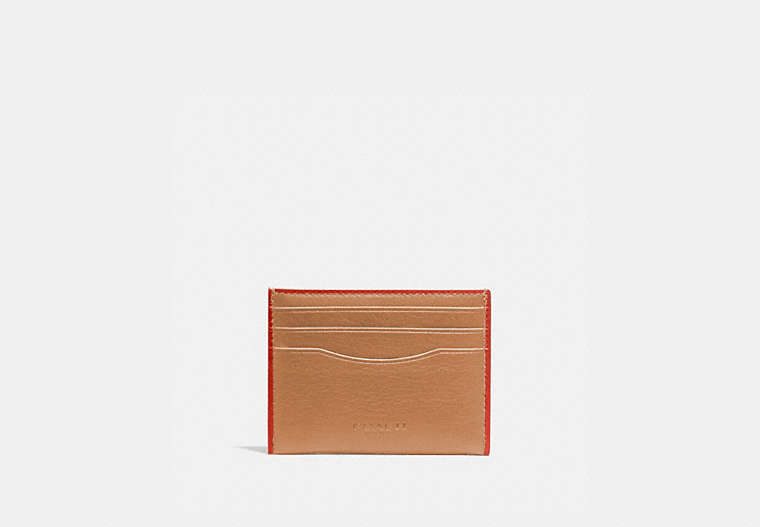 COACH®,CARD CASE,Leather,Light Saddle/Mango,Front View
