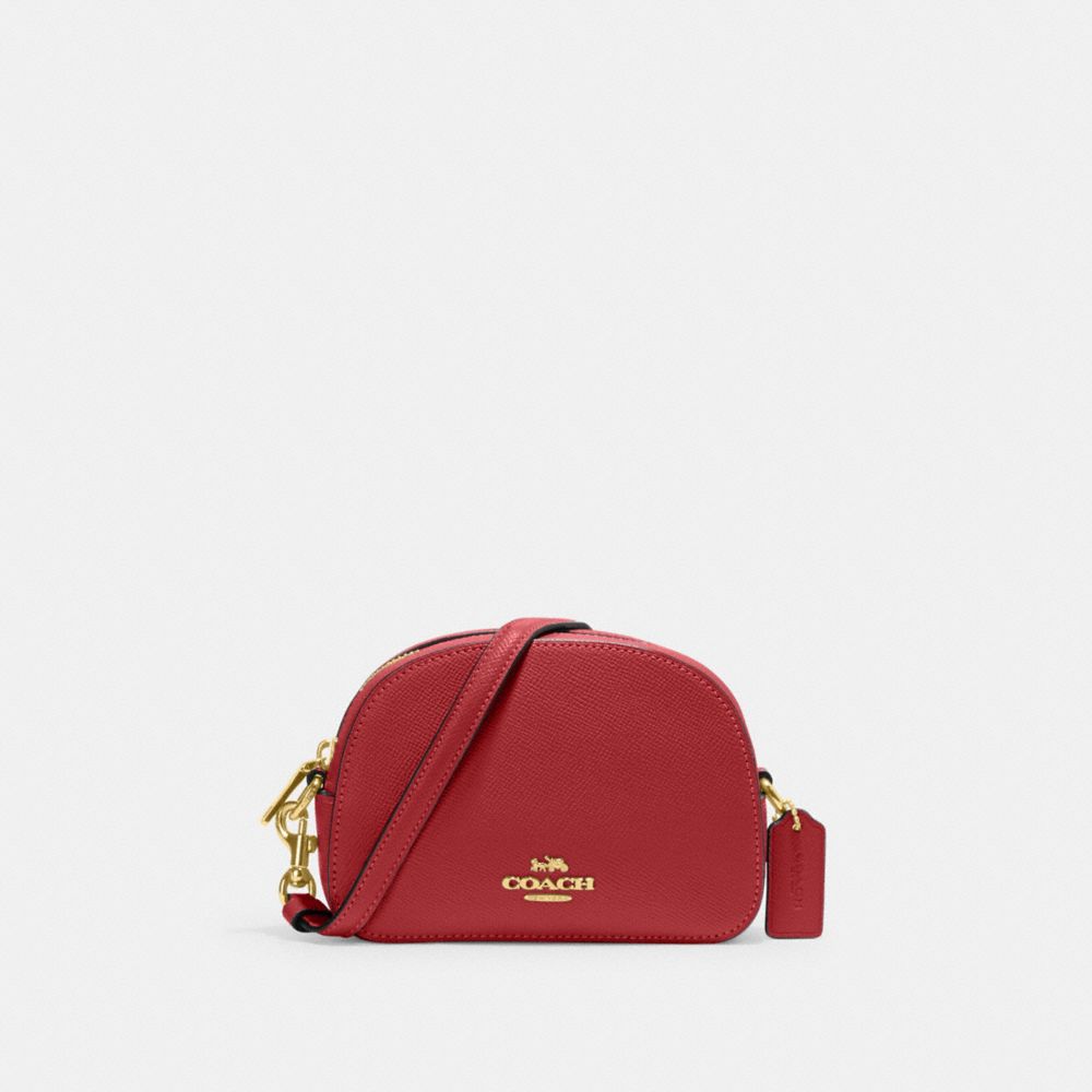 COACH®,MINI SERENA CROSSBODY,Crossgrain Leather,Mini,Gold/1941 Red,Front View