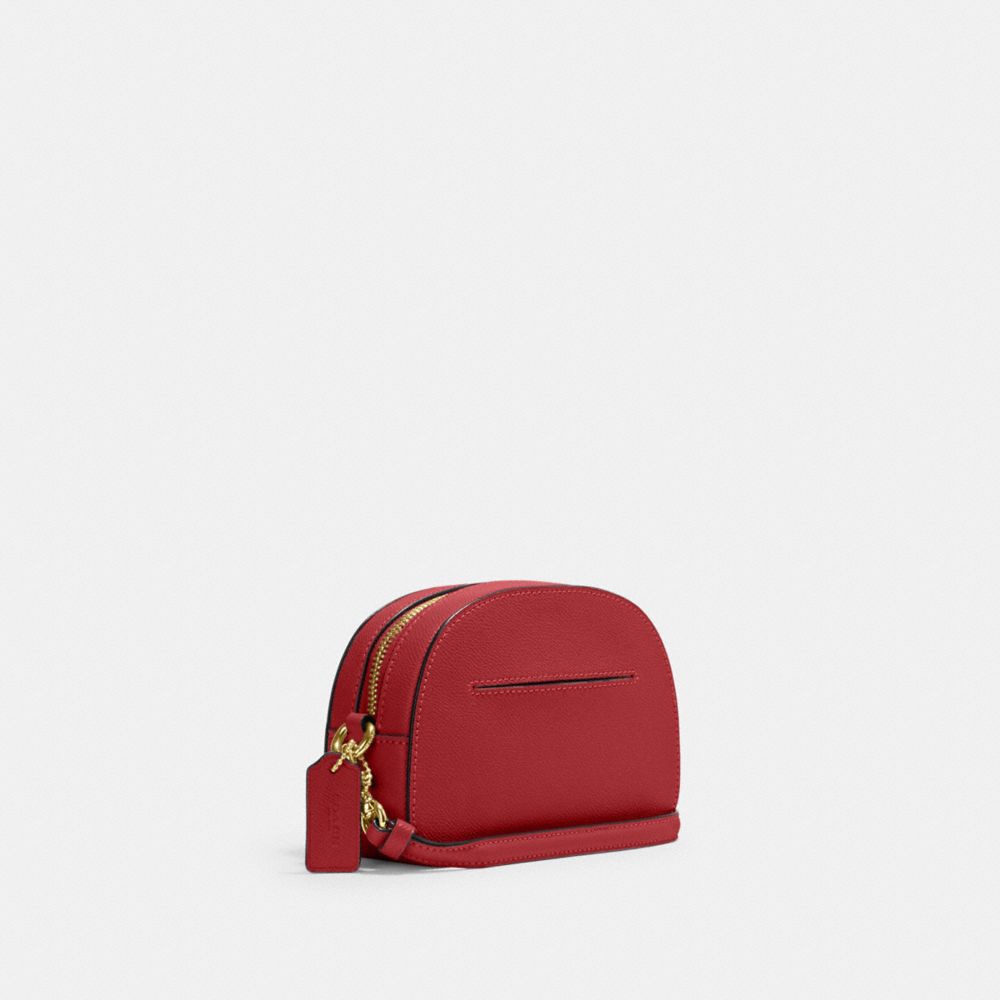 COACH®,MINI SERENA CROSSBODY,Crossgrain Leather,Mini,Gold/1941 Red,Angle View