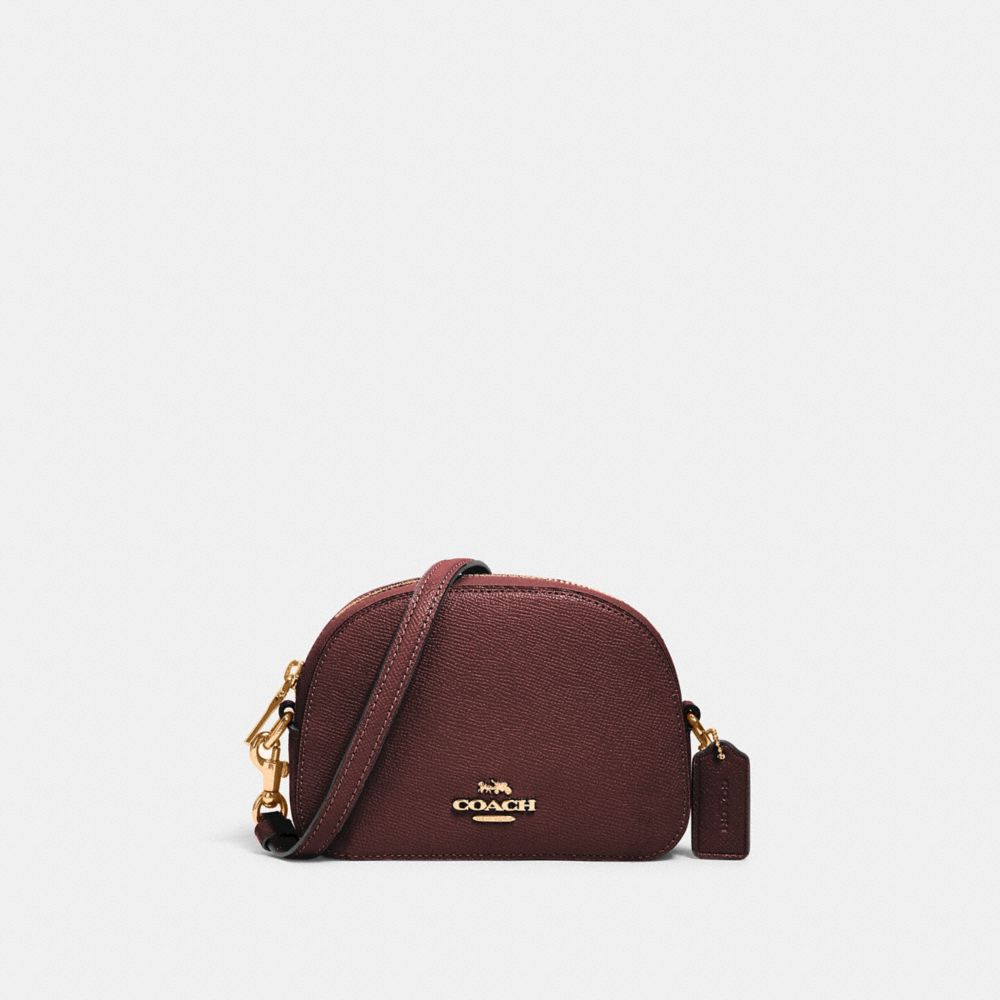 COACH®,MINI SERENA CROSSBODY,Crossgrain Leather,Mini,Gold/Wine,Front View