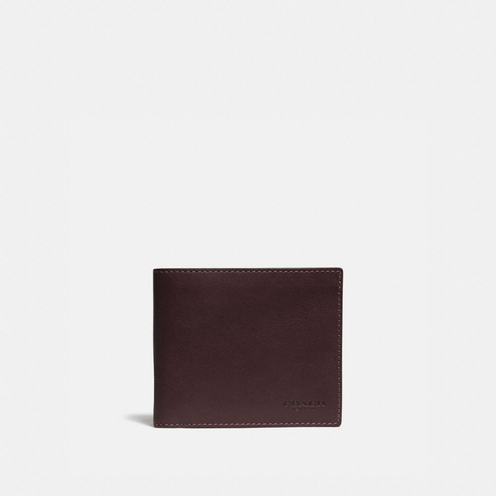 COACH®,SLIM BILLFOLD WALLET,Mini,Mahogany Brown,Front View