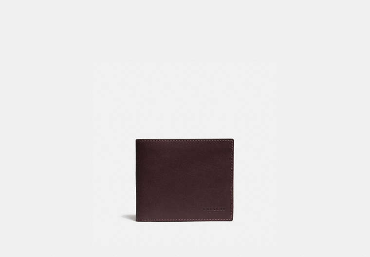 COACH®,SLIM BILLFOLD WALLET,Sport calf leather,Mini,Mahogany Brown,Front View
