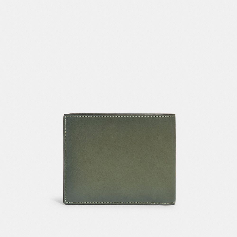 COACH®,3-IN-1 WALLET,Calf Leather,Mini,Army Green,Back View