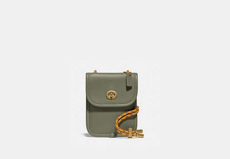 COACH®,TURNLOCK POUCH 10,Leather,Mini,Light Fern,Front View