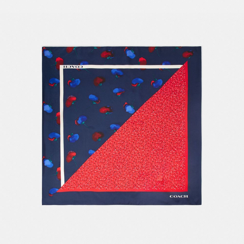 Floral Dot Print Silk Square Scarf