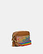 COACH®,ACADEMY CROSSBODY IN RAINBOW SIGNATURE CANVAS,n/a,Small,Brass/Multi,Angle View