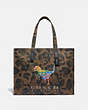 COACH®,TOTE 42 WITH RAINBOW SIGNATURE REXY,Coated Canvas,X-Large,Brass/Multi,Front View