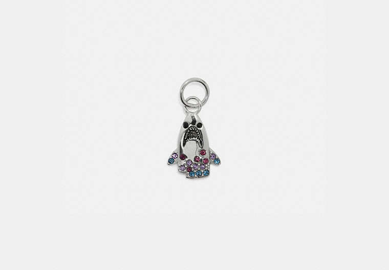 COACH®,RAINBOW PAVE SHARKY CHARM,Plated Sterling Silver,Silver/Multi,Front View