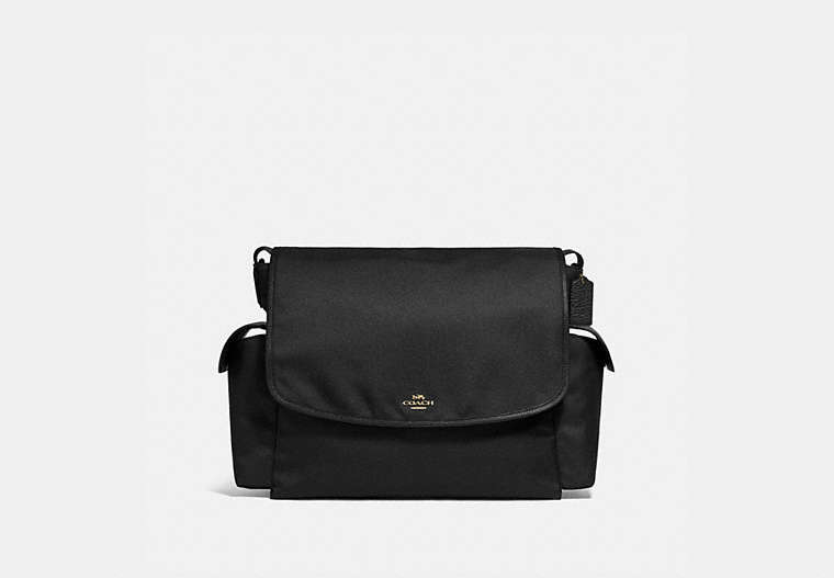 COACH®,BABY MESSENGER BAG,Nylon,X-Large,Brass/Black,Front View image number 0