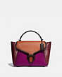 COACH®,COURIER CARRYALL WITH SNAKESKIN DETAIL,Leather,Large,Pewter/Hibiscus Multi,Front View