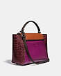 COACH®,COURIER CARRYALL WITH SNAKESKIN DETAIL,Leather,Large,Pewter/Hibiscus Multi,Angle View