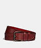COACH®,ROLLER BUCKLE BELT, 38MM,Leather,Wine/Dark Cardinal,Front View