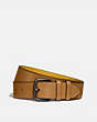COACH®,ROLLER BUCKLE BELT, 38MM,Leather,Lt Toffee/Flax,Front View