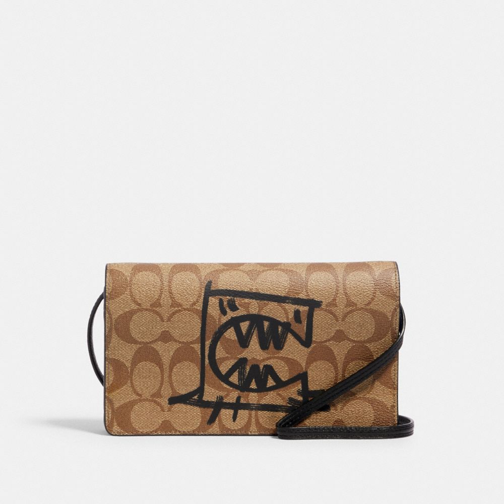Anna foldover crossbody clutch in signature canvas with rexy by guang yu deals