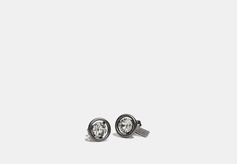 COACH®,HALO STUD EARRINGS,Mixed Material,Black,Front View