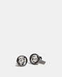 COACH®,HALO STUD EARRINGS,Mixed Material,Black,Front View