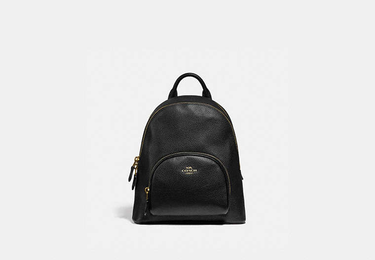 COACH®,CARRIE BACKPACK 23,Pebble Leather,Medium,Brass/Black,Front View