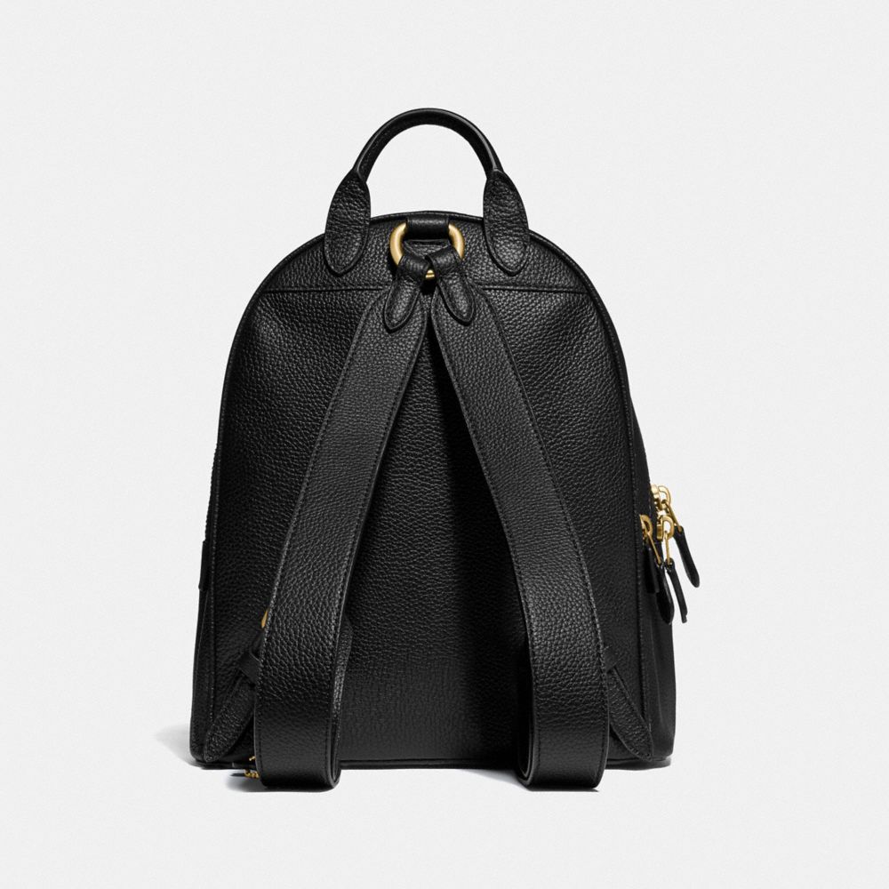 COACH®,CARRIE BACKPACK 23,Pebble Leather,Medium,Brass/Black,Back View