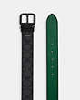 COACH®,ROLLER BUCKLE CUT-TO-SIZE REVERSIBLE BELT, 38MM,Leather,Gunmetal/Charcoal/Green,Angle View