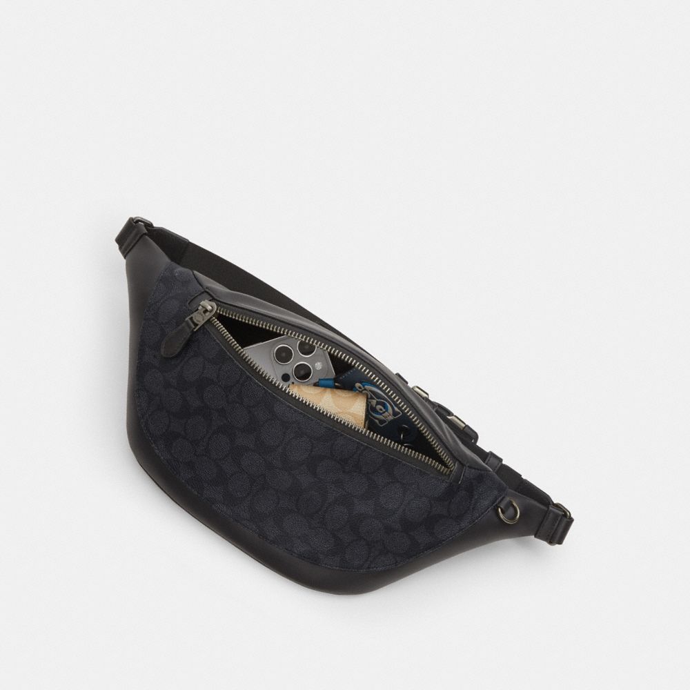 COACH®,Warren Belt Bag In Signature Canvas,Canvas,Belt Bag,Casual,Black,Inside View, Top View