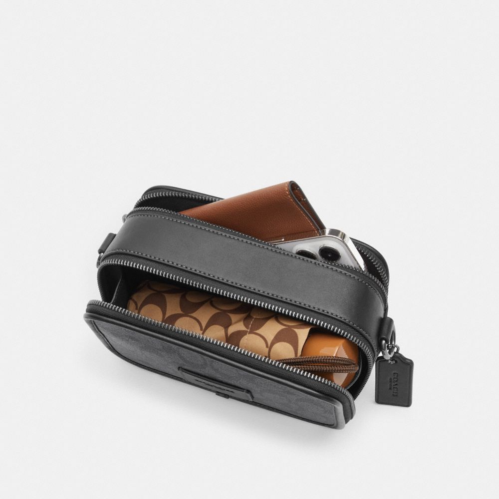 COACH®,Wyatt Crossbody In Signature Canvas,Calfskin Leather,Canvas,Crossbody,PVC,Logo,Gunmetal,Casual,Multi Color,Collection